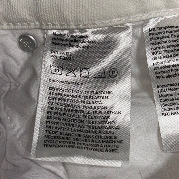 & Denim Jeans Straight Jeans Women Size 8 White High Rise Raw Hem Flare Cropped - Picture 5 of 7